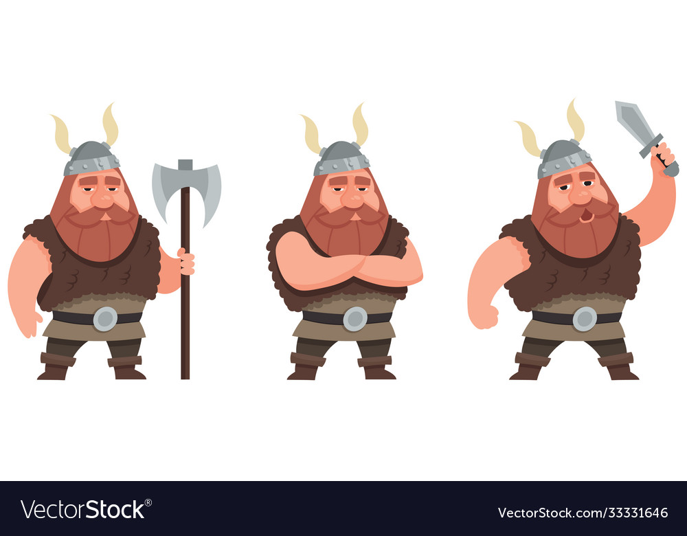 Viking in different poses Royalty Free Vector Image