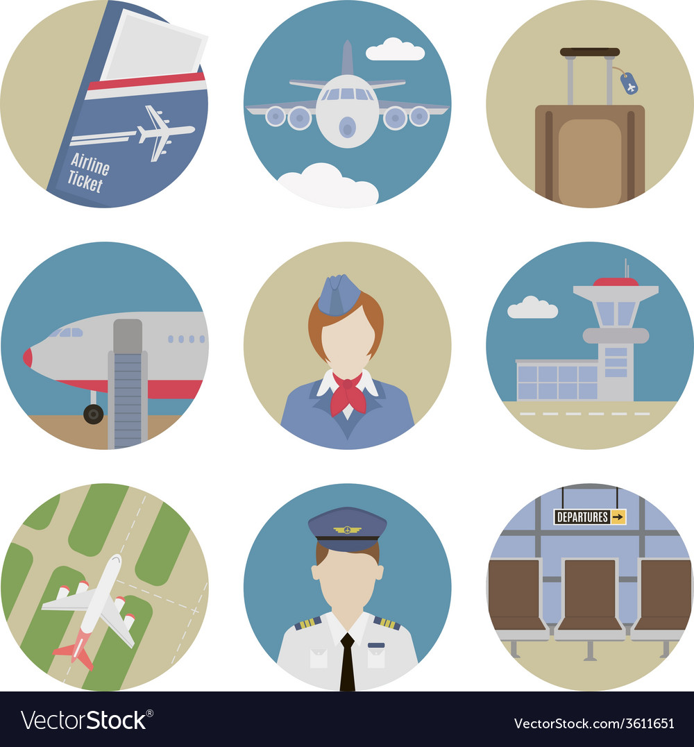 Airport flat icons