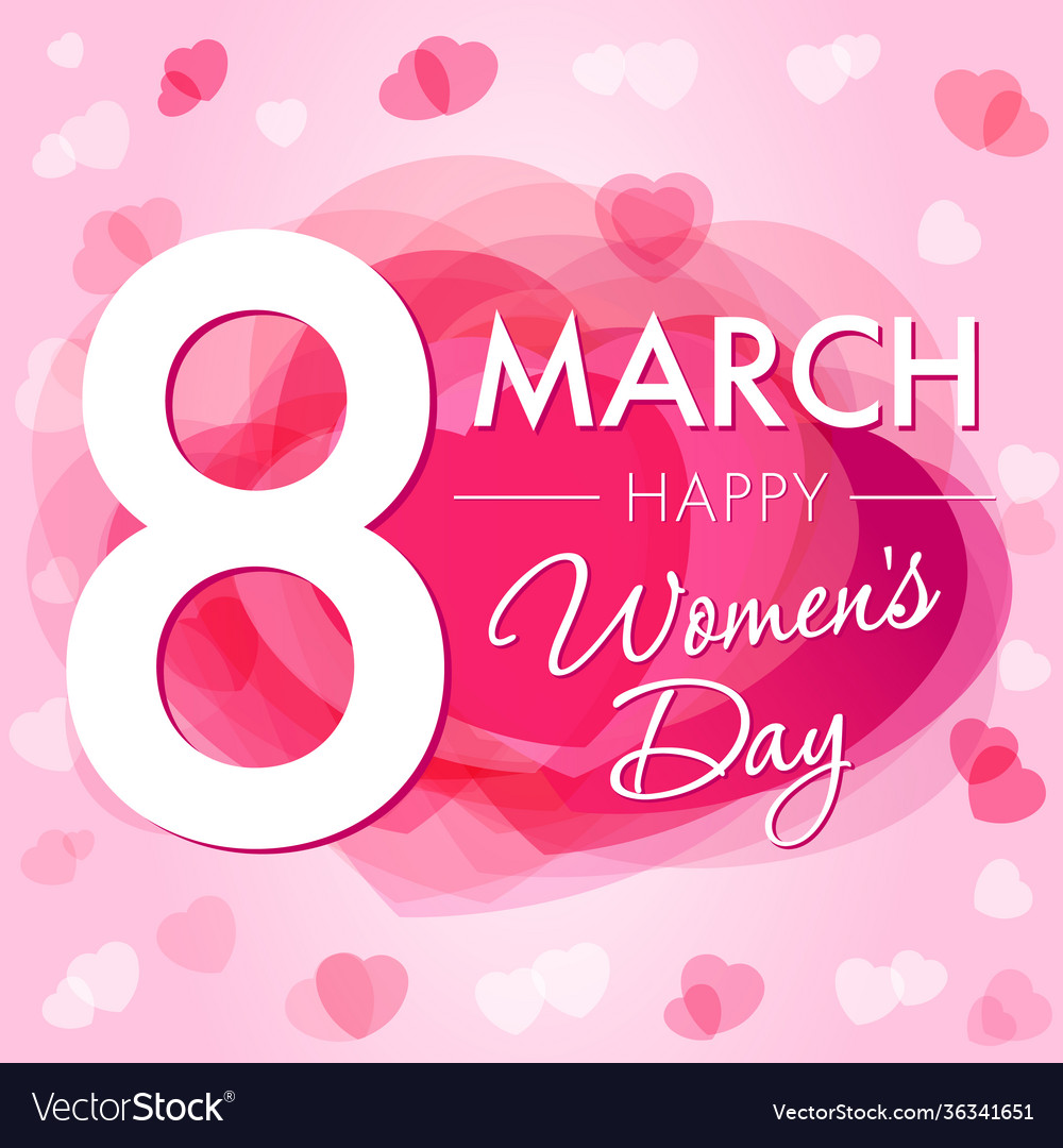 Happy womens day 8 march hearts card Royalty Free Vector