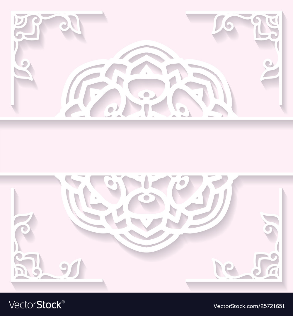 Lace frame with cutout paper decoration greeting Vector Image