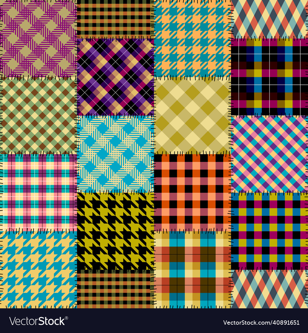 Patchwork textile pattern seamless quilting Vector Image