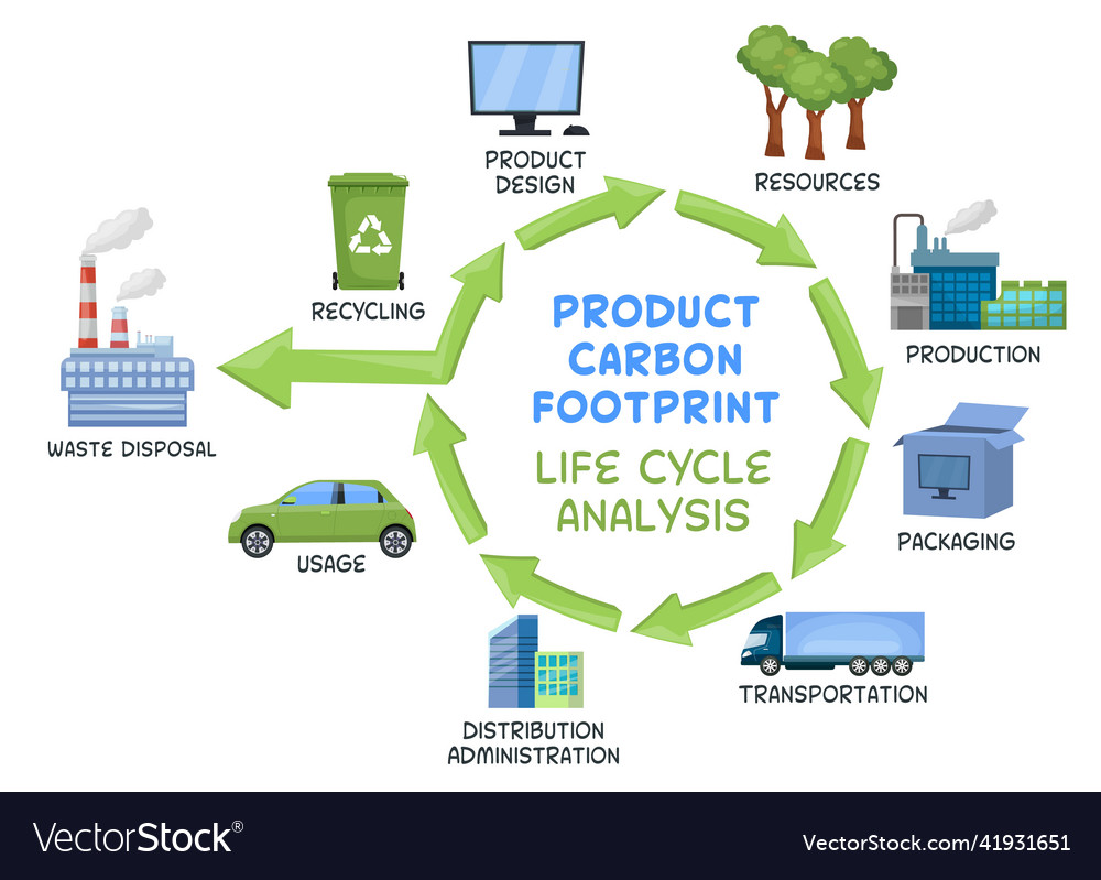 product-carbon-footprint-life-cycle-analysis-vector-image