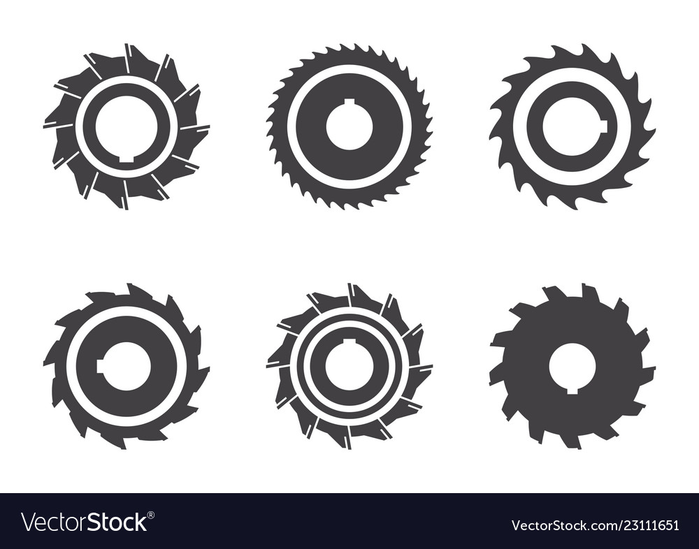 Set of different milling cutter icons Royalty Free Vector