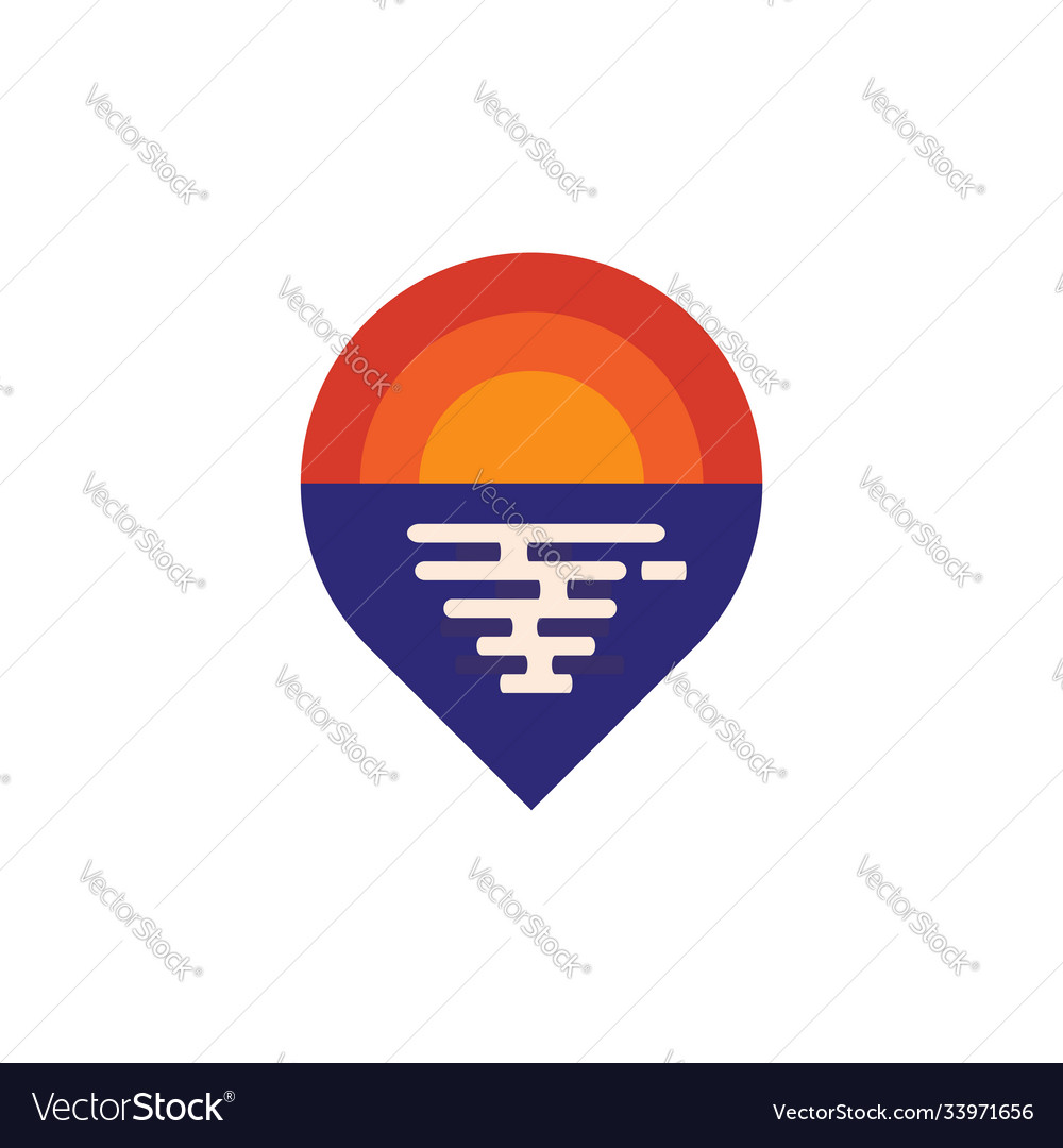 Ocean pin location logo design template vector image Ocean pin location logo design template