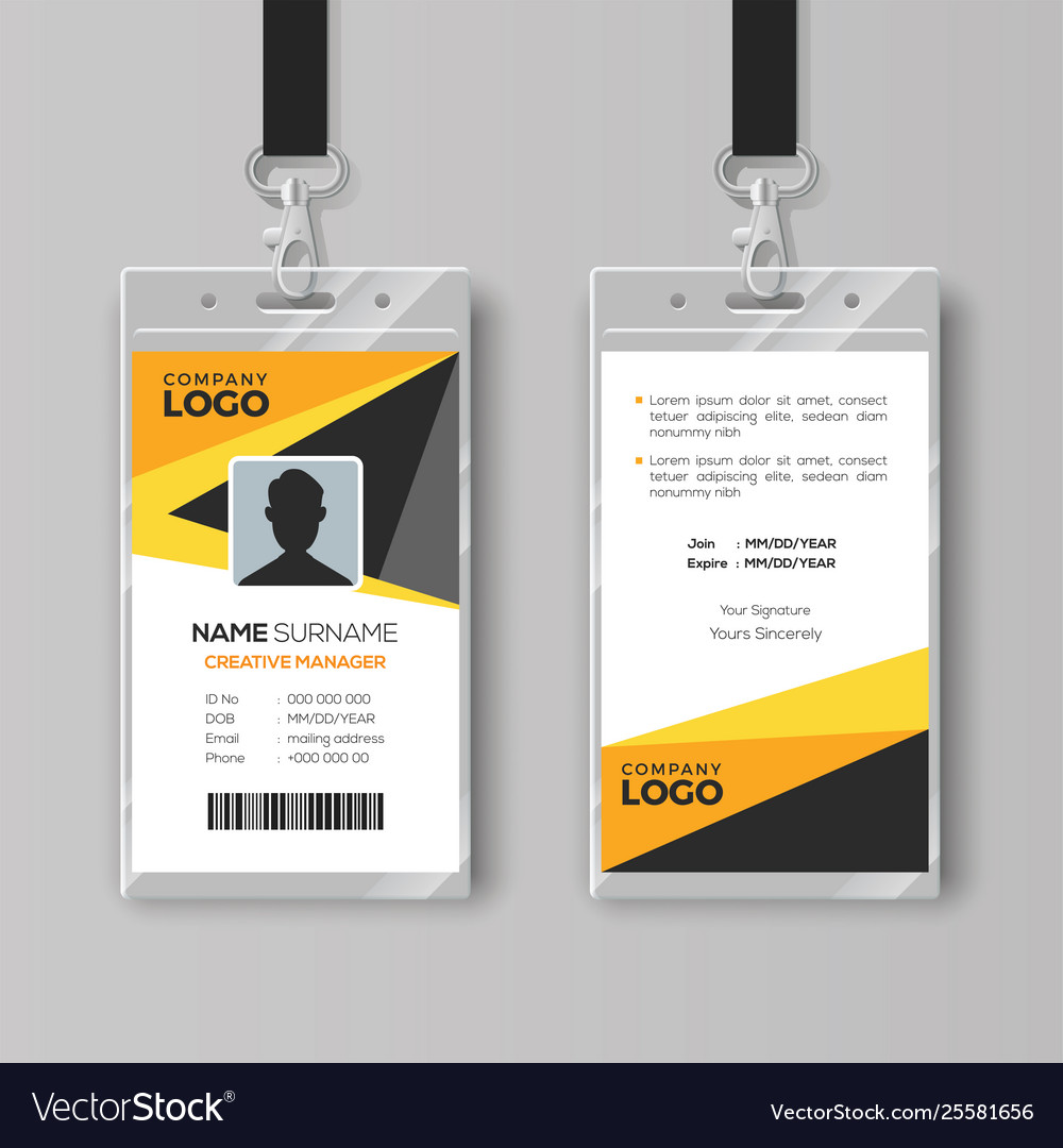 Download Professional Id Card Template With Yellow Details Vector Image PSD Mockup Templates