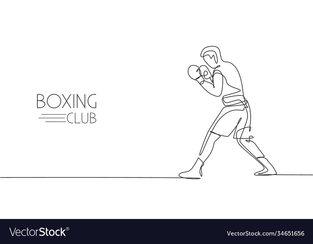 Single continuous line drawing young agile man Vector Image