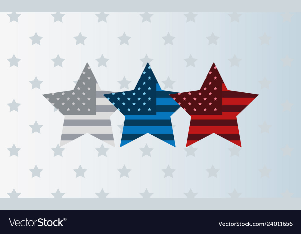 Three stars with american flag background Vector Image