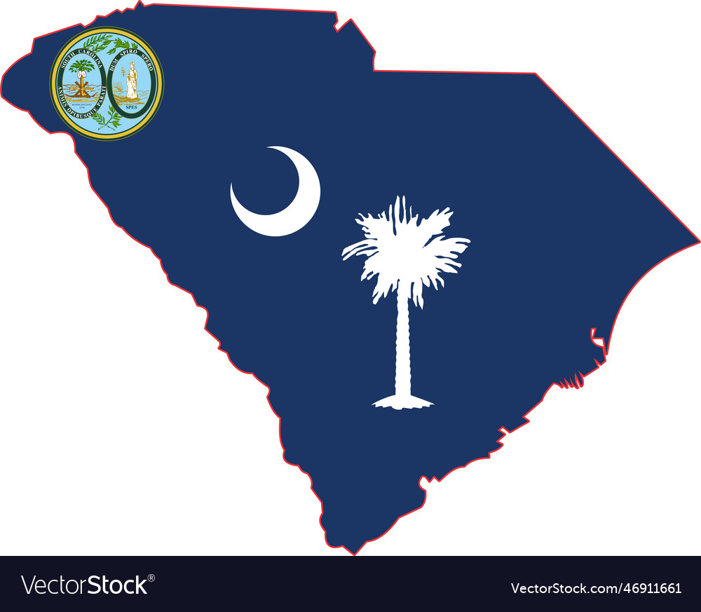 Map of south carolina state usa Royalty Free Vector Image