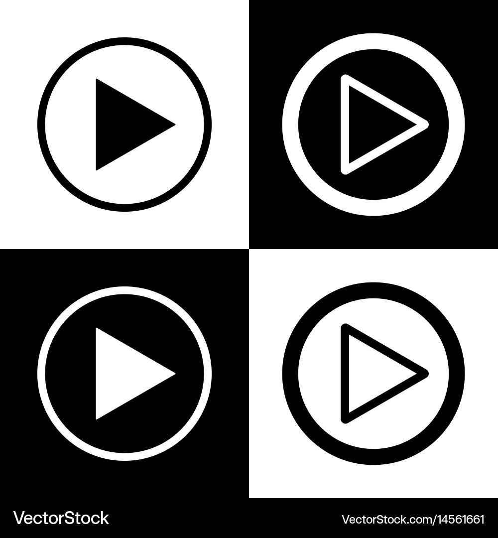 Play sign black and white Royalty Free Vector Image