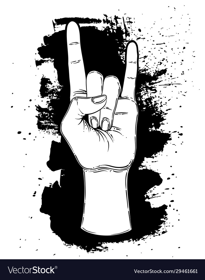 Rock and roll sign hand drawn Royalty Free Vector Image