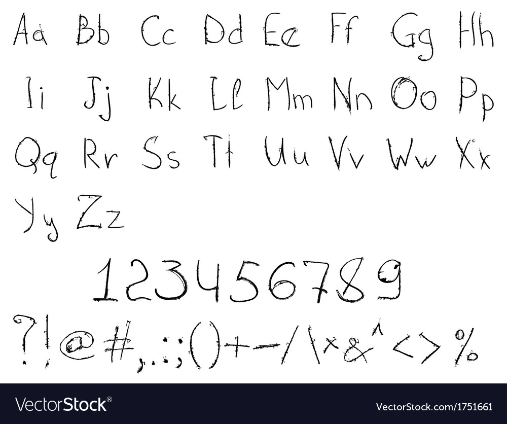 Scratched handdrawn alphabet