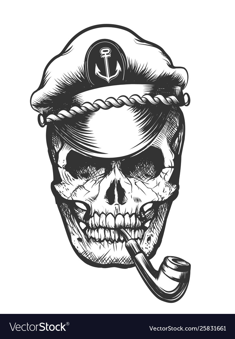 Skull in captain cap vector image Skull in captain cap
