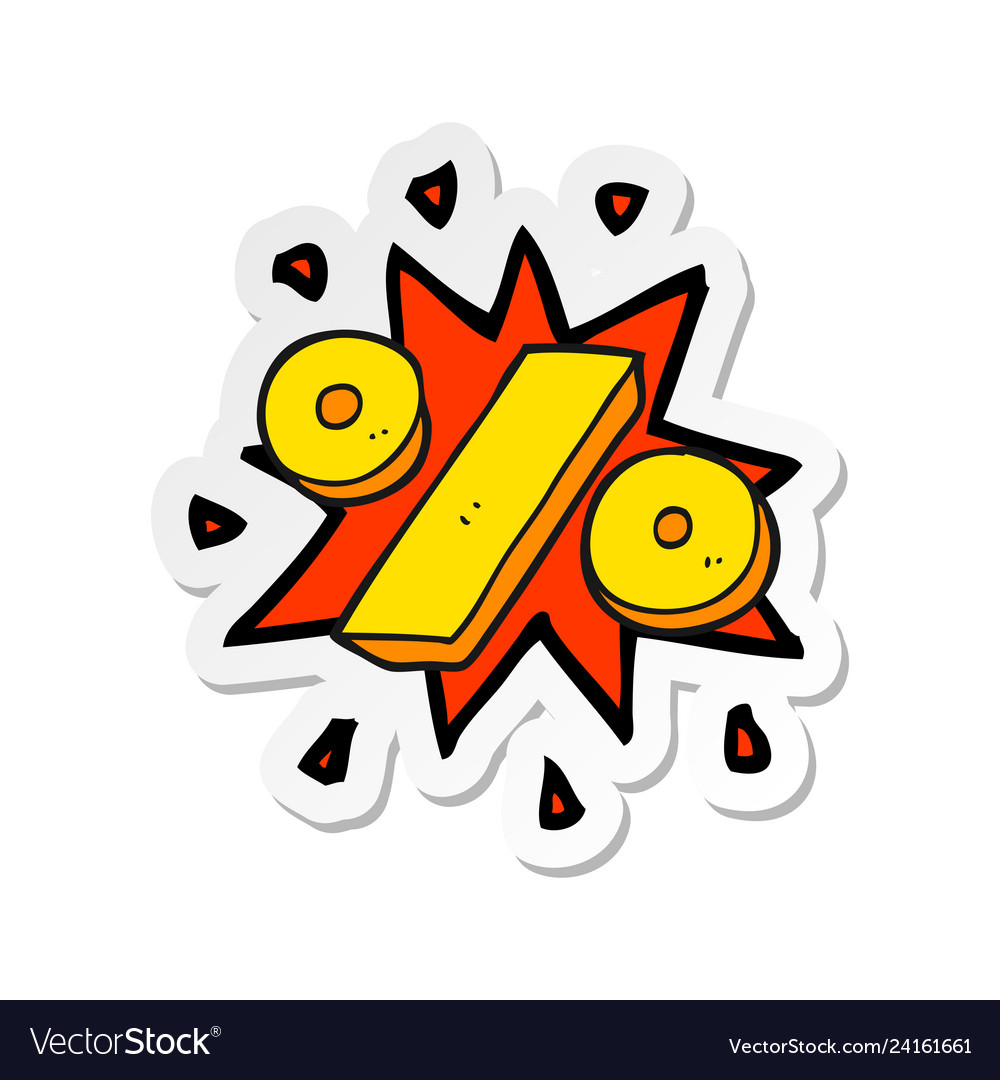 Sticker of a cartoon percentage symbol Royalty Free Vector