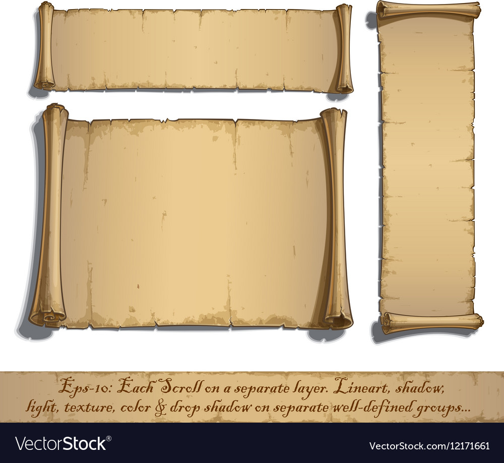 Three Cartoon Scrolls Lying Flat Royalty Free Vector Image