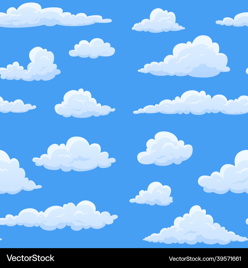 White cloud blue sky seamless pattern Royalty Free Vector