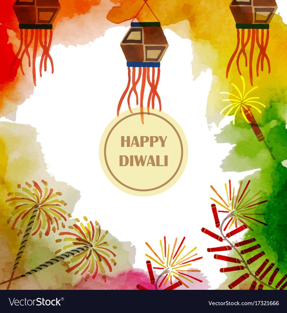 Watercolor diwali background Royalty Free Vector Image