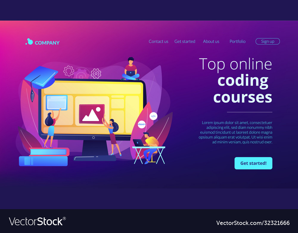 Web development courses concept landing page Vector Image