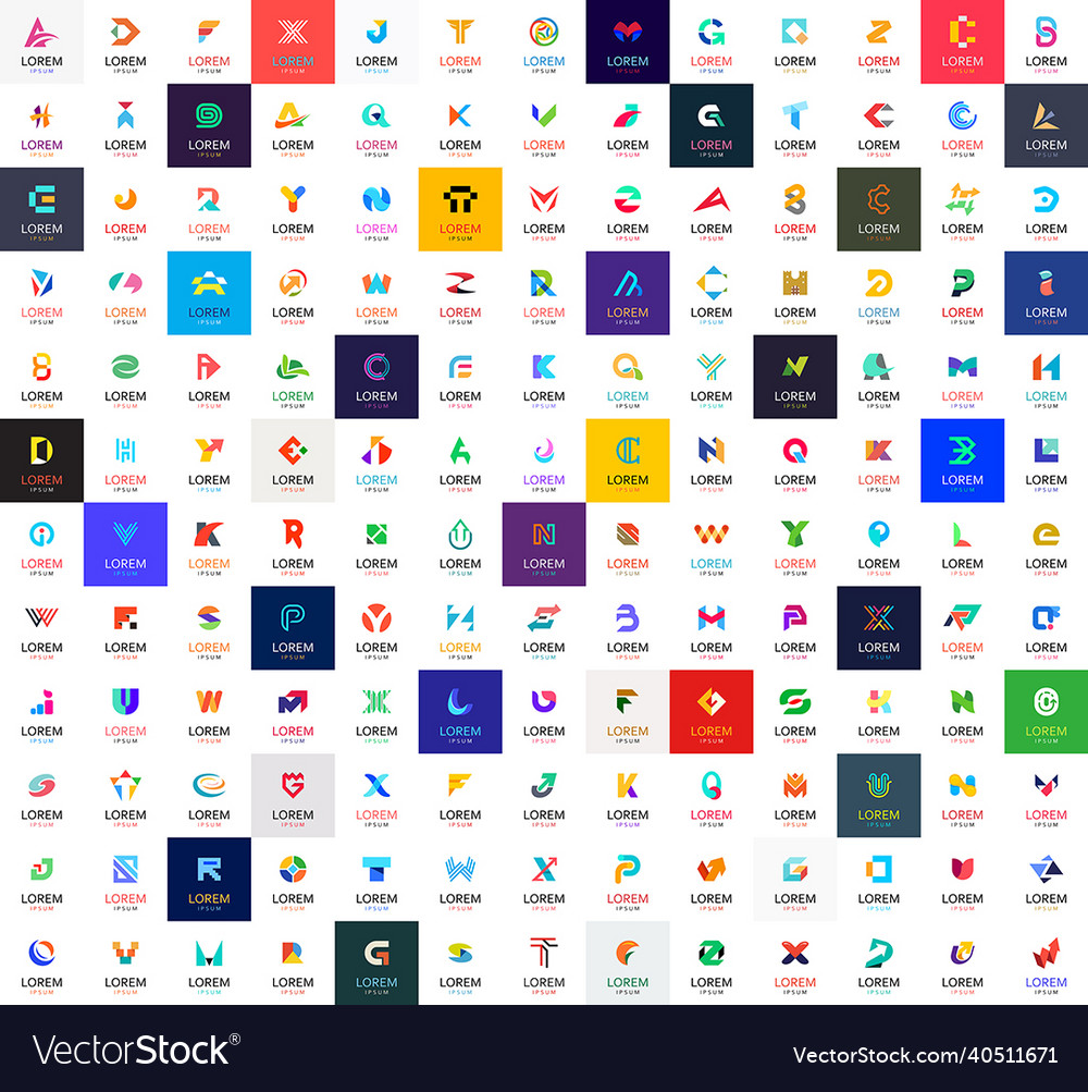 Abstract logos collection with letters Royalty Free Vector