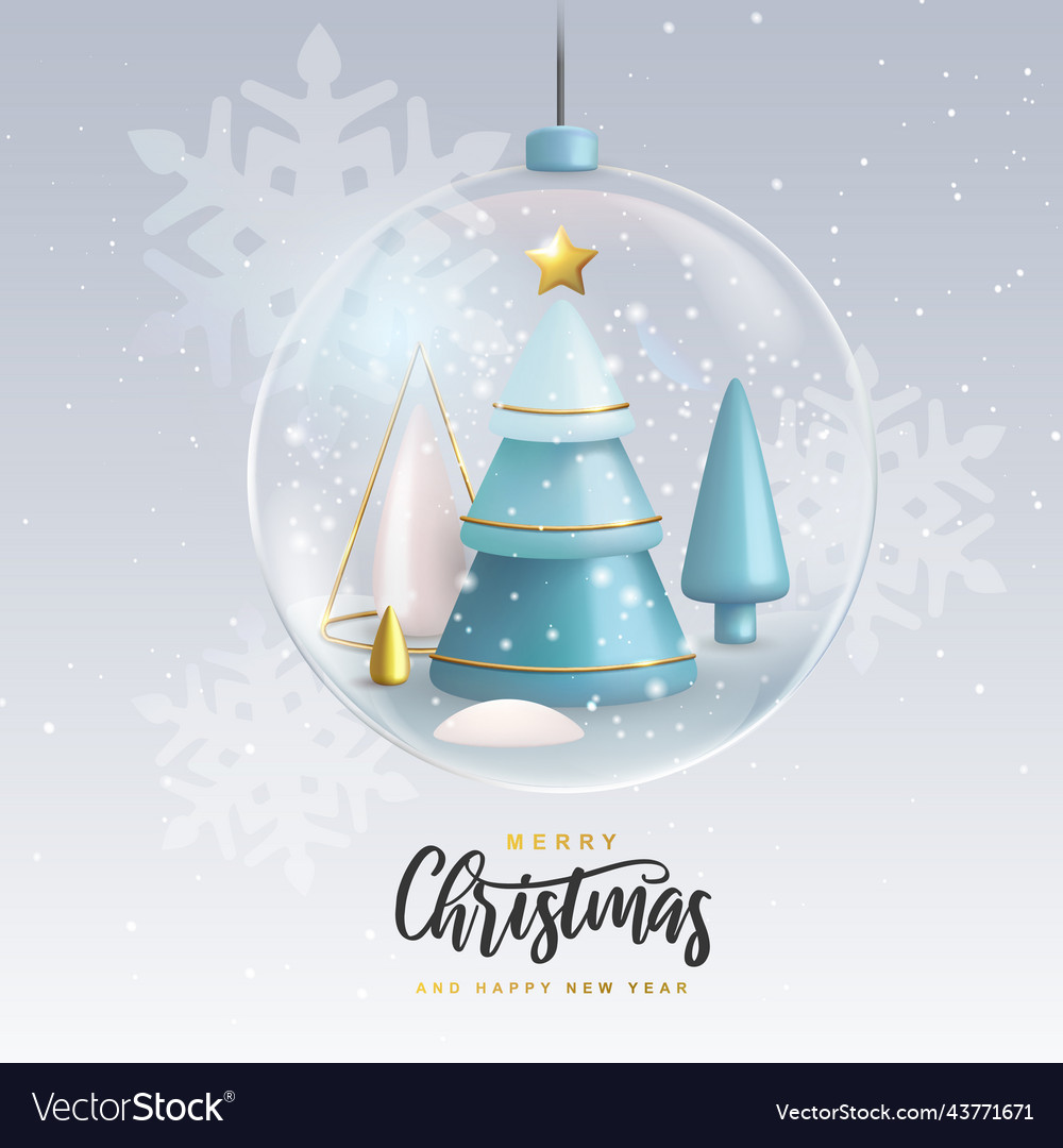 Background with 3d plastic christmas trees Vector Image