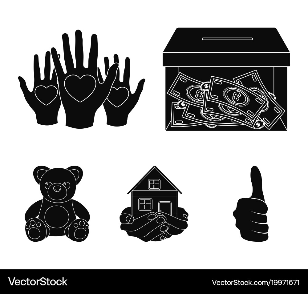 Boxing glass with donations hands hearts Vector Image