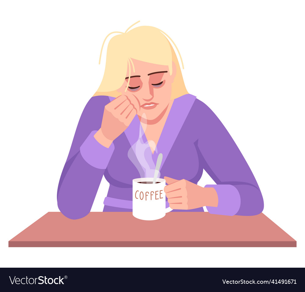 Caffeine crash semi flat rgb color Royalty Free Vector Image