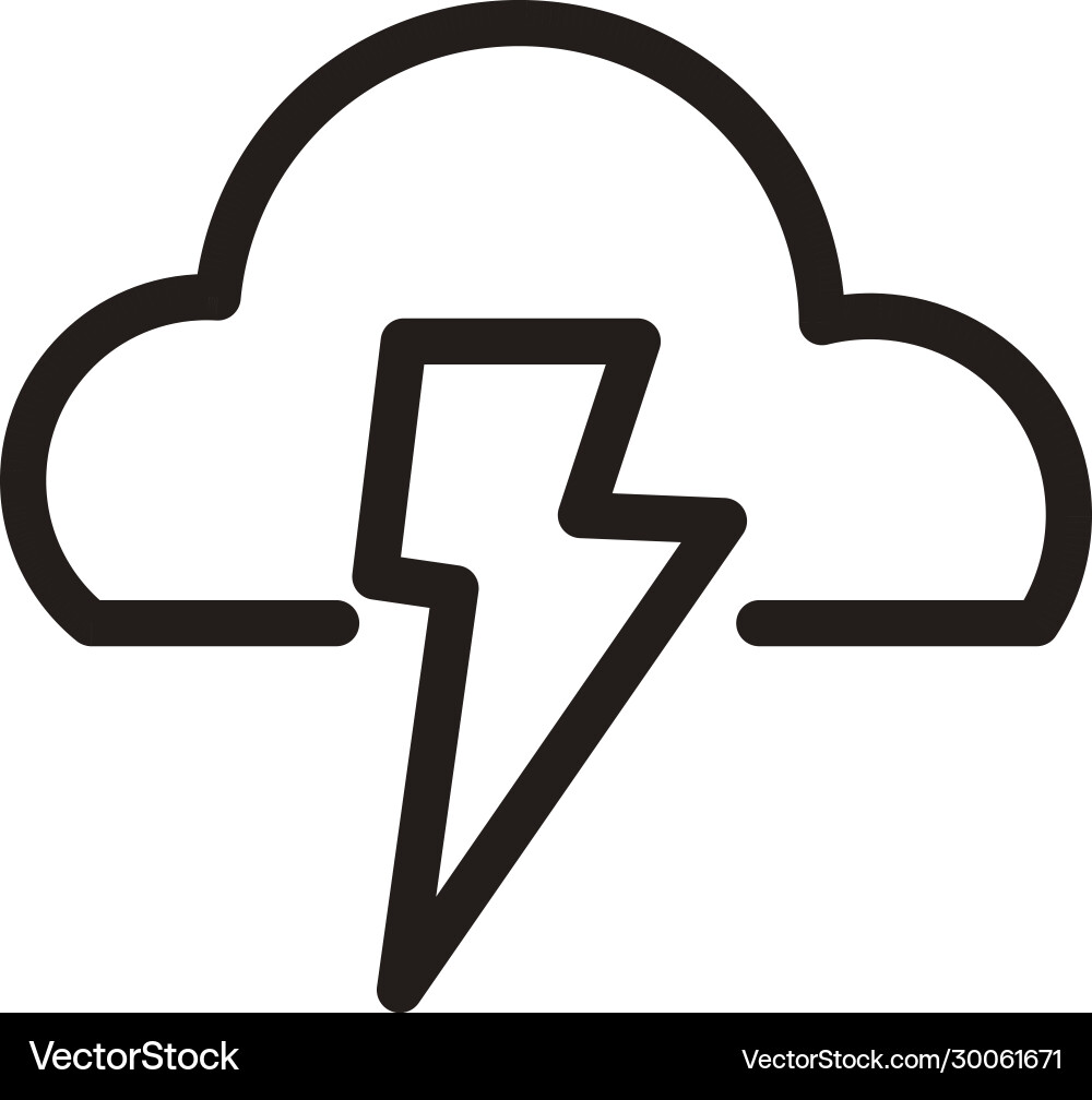 Cloud with lightning line style icon Royalty Free Vector