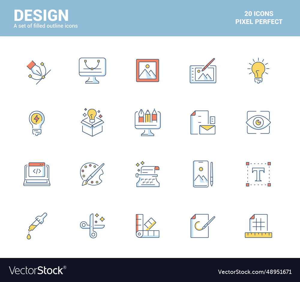 Flat Line Icons Filled Design Design Royalty Free Vector Flat Line Icons Filled Design Design Royalty Free Vector