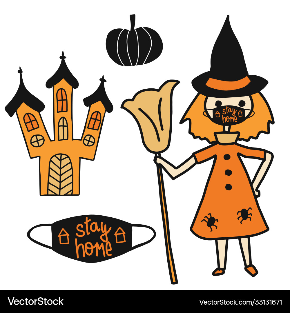 Halloween 2020 stay home coronavirus Royalty Free Vector
