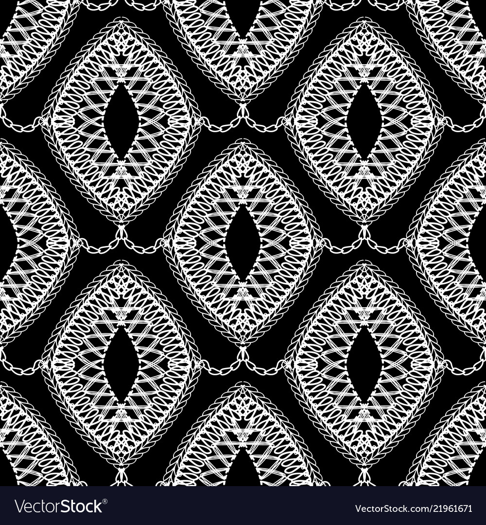 Lace black and white seamless pattern ornamental Vector Image