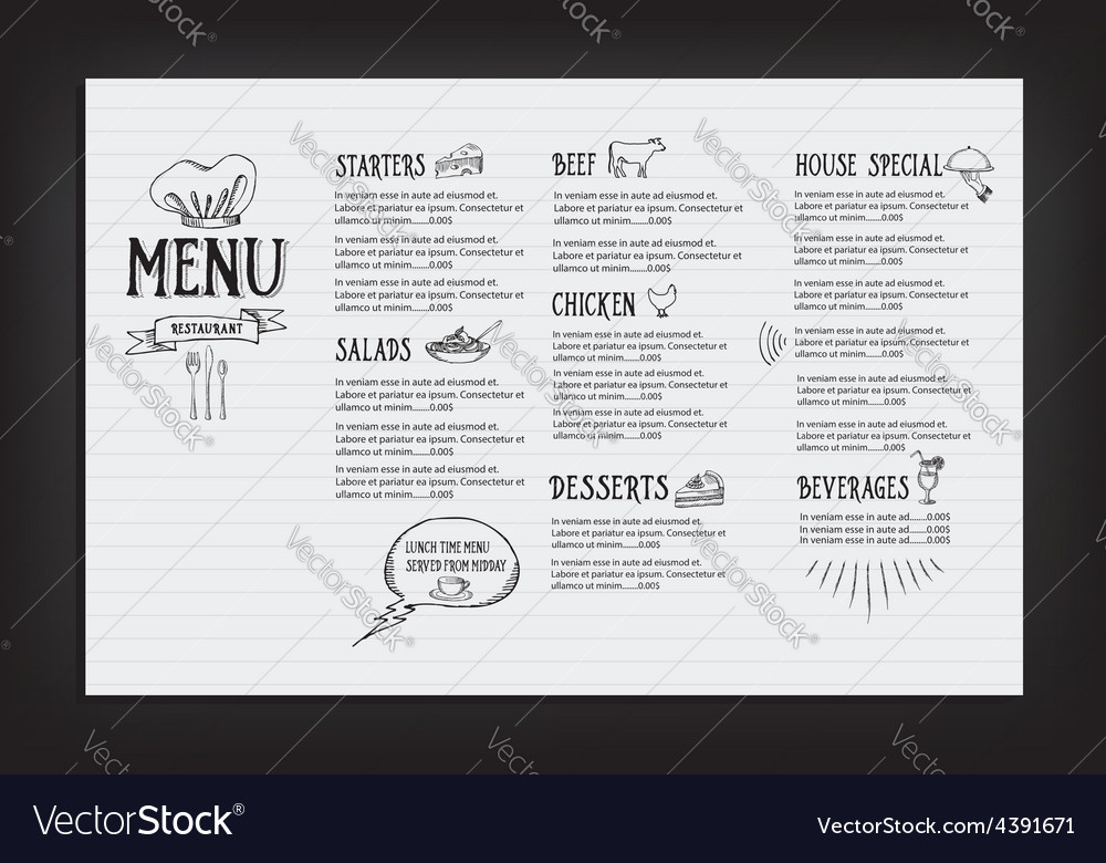 restaurant cafe menu template design food flyer vector image