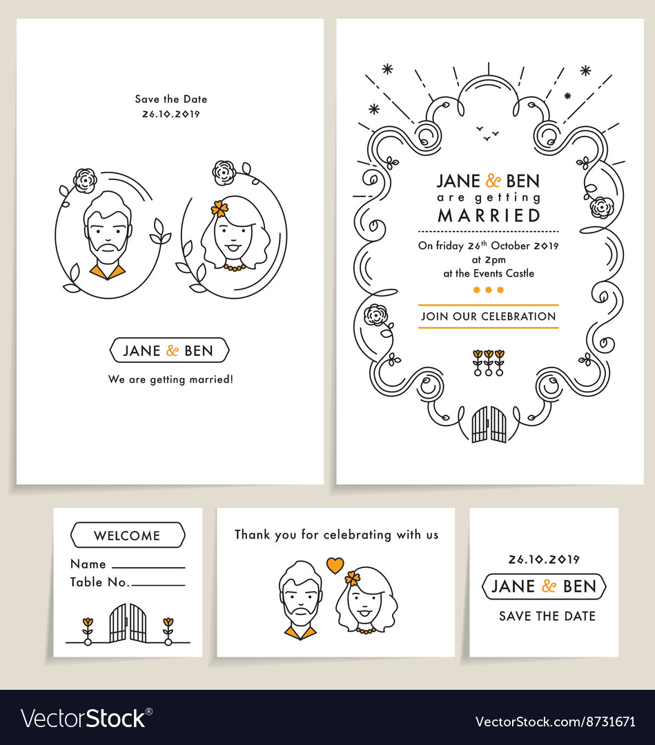 SET OF WEDDING INVITATION CARDS