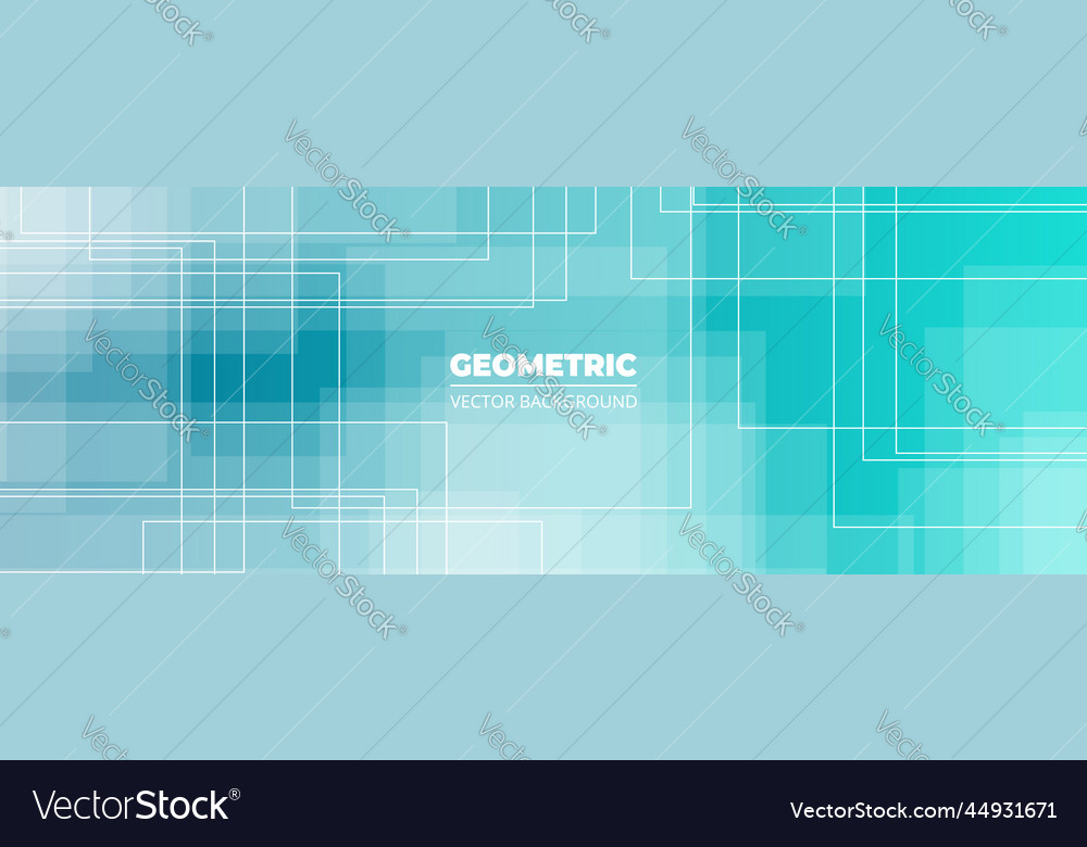 Turquoise geometric wide abstract background Vector Image