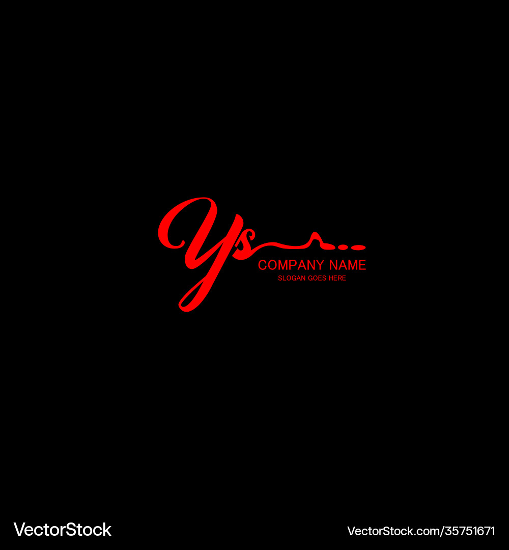 Ys initial handwriting logo template Royalty Free Vector