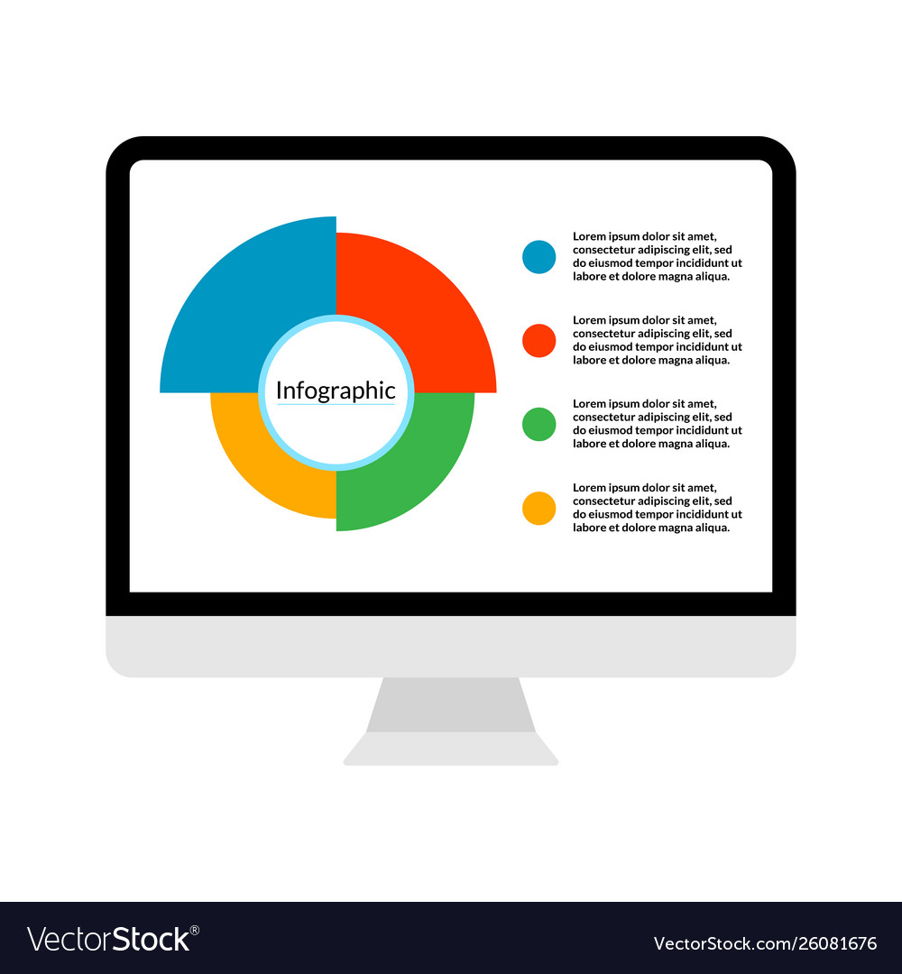 Modern computer display with infographic diagram Vector Image