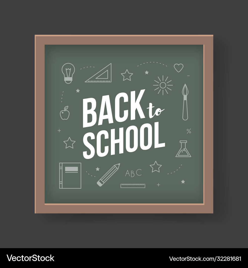 Back to school flat drawn chalk elements Vector Image