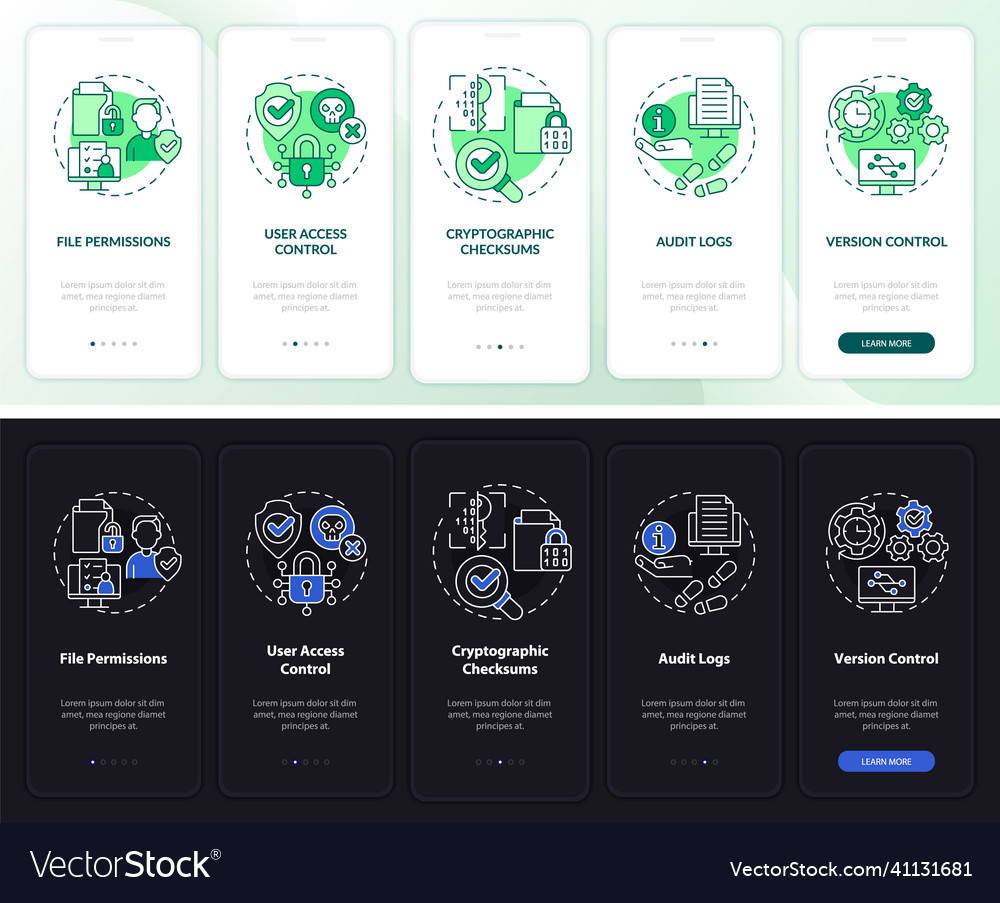 Integrity night and day mode onboarding mobile Vector Image