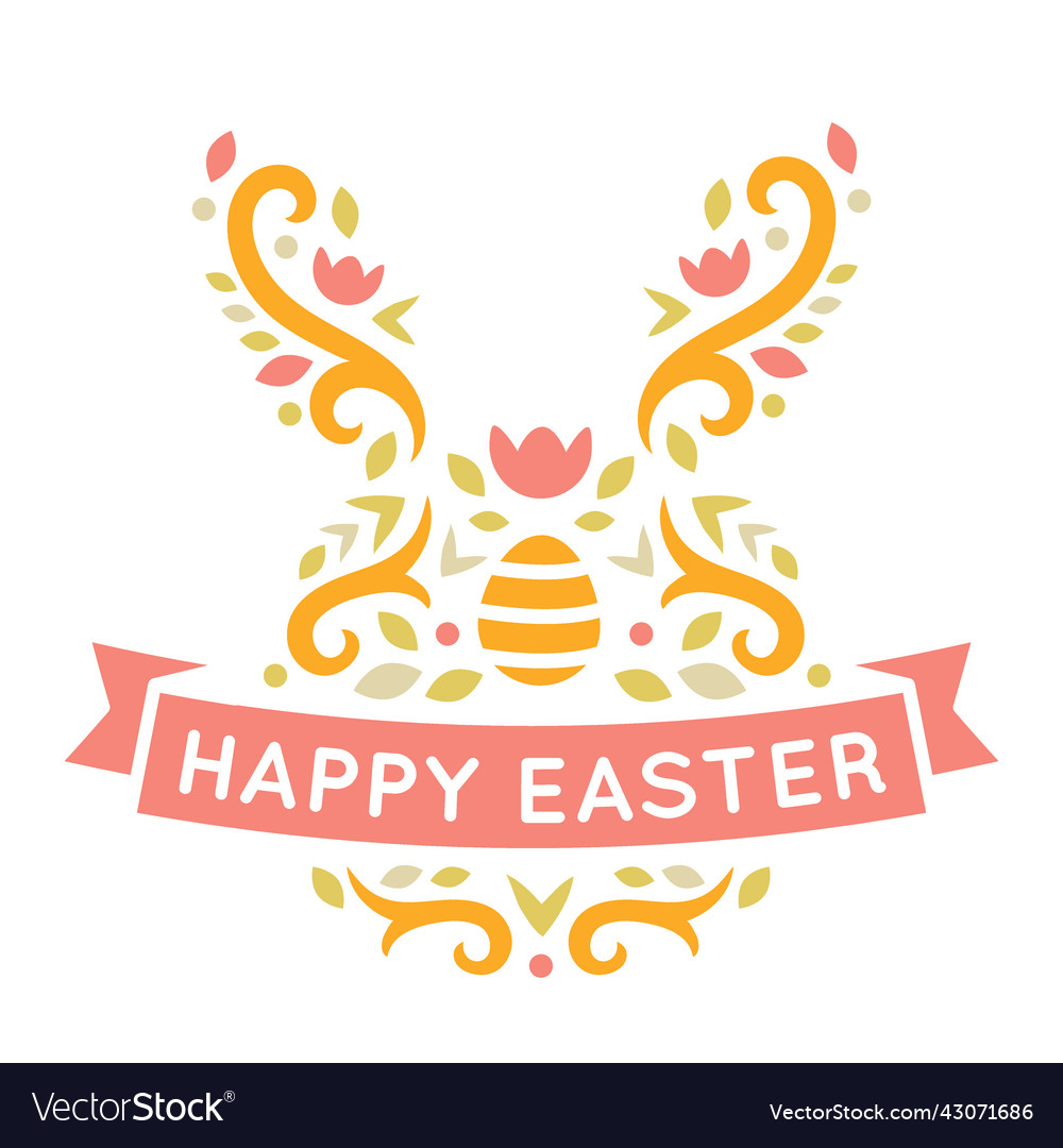 Bunny easter scandinavian figure badge Royalty Free Vector