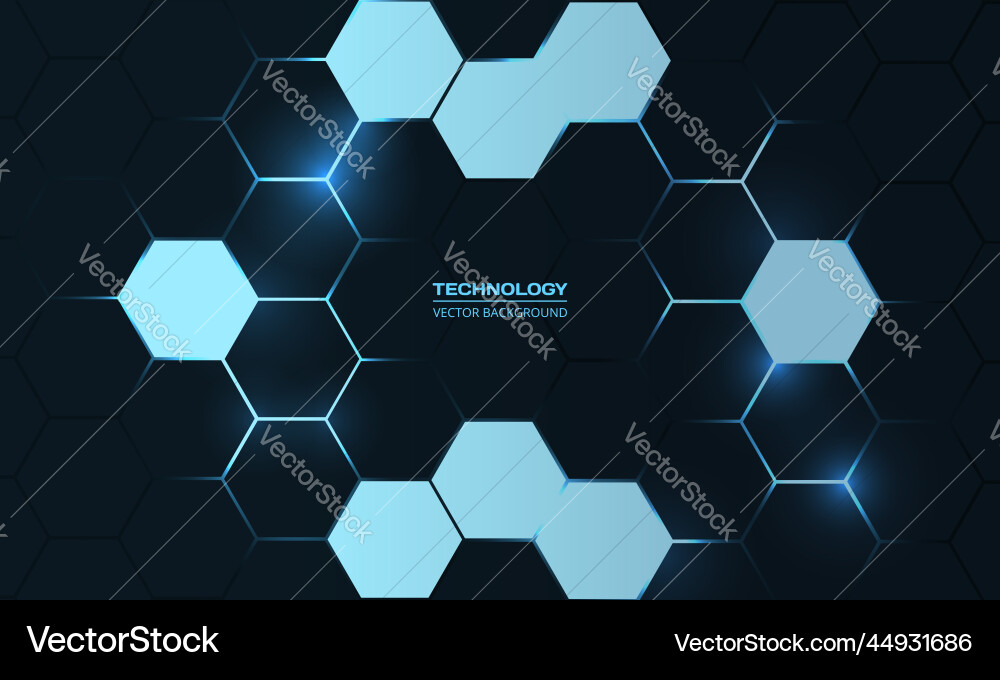 Hexagonal abstract dark blue technology background