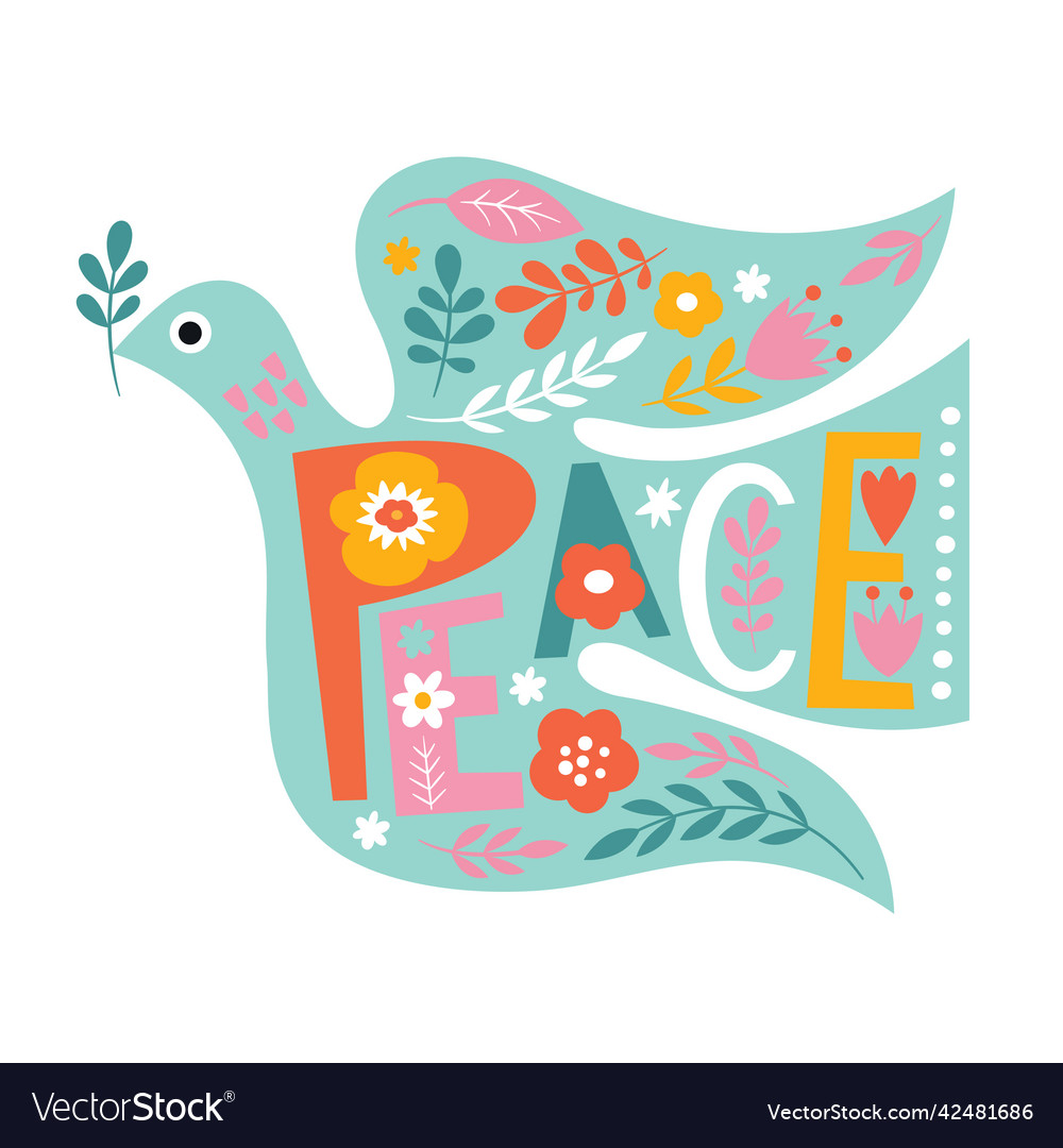 Peace pigeon symbol of letter vector image Peace pigeon symbol of letter
