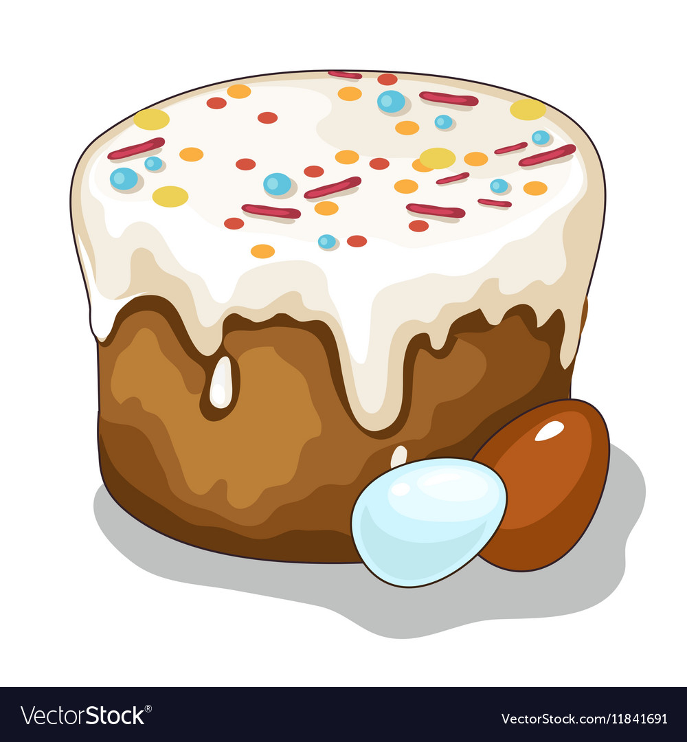 Easter holiday cake and painted eggs Royalty Free Vector