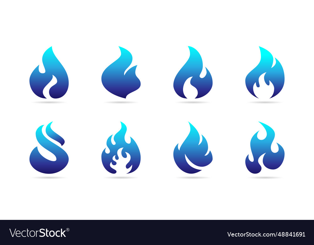 Fire and flame icons bonfire pictogram burn Vector Image