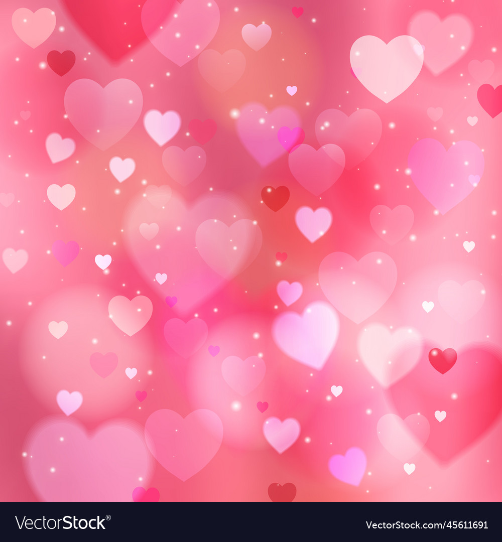 Pink sparkling heart background blurred bright Vector Image