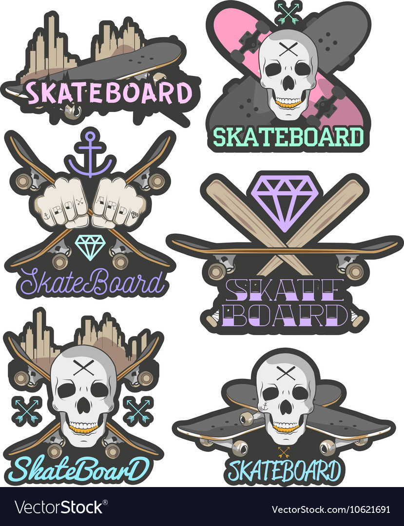 Set of colorful skateboard emblems Royalty Free Vector Image