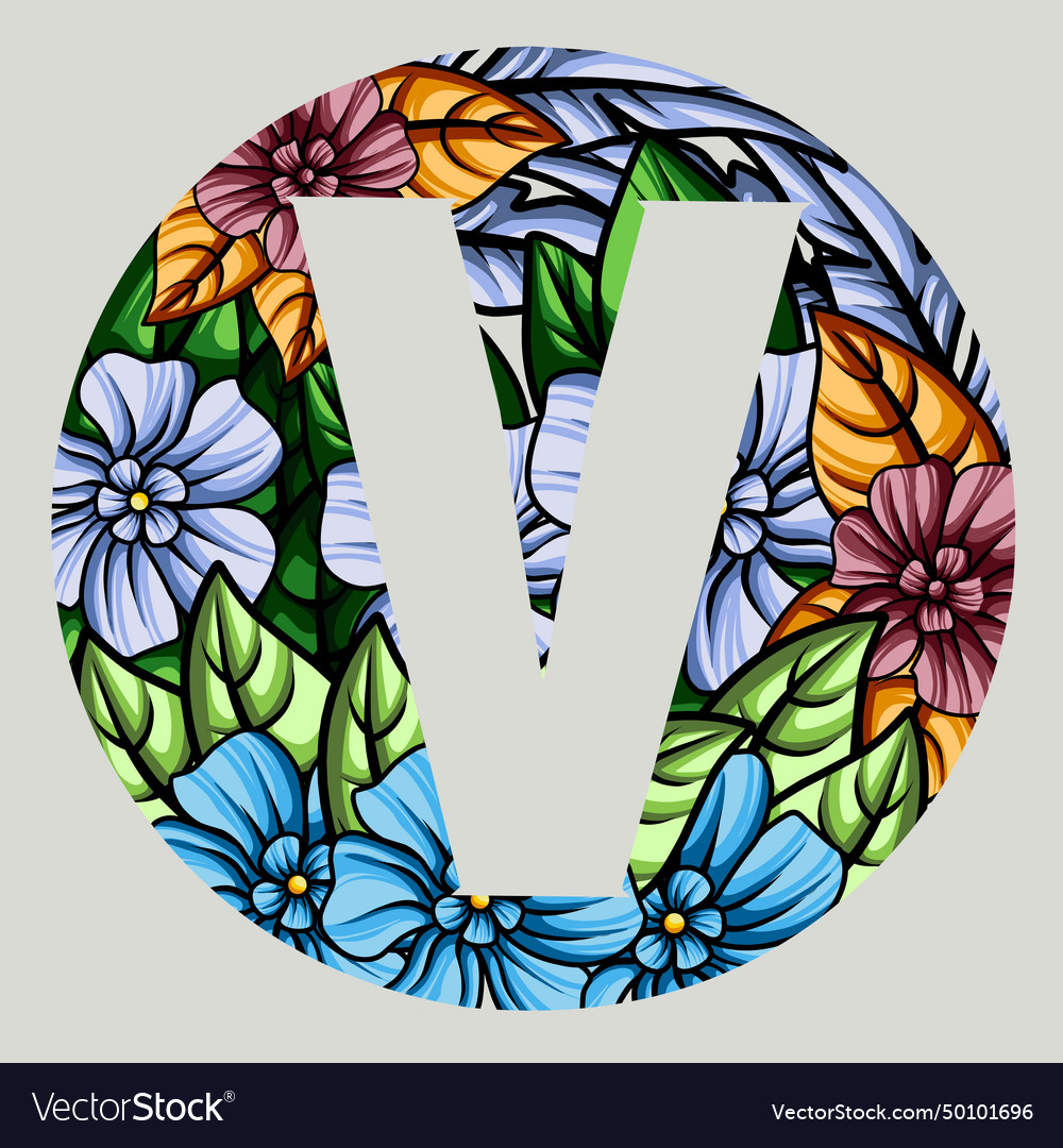 Floral alphabet v Royalty Free Vector Image - VectorStock