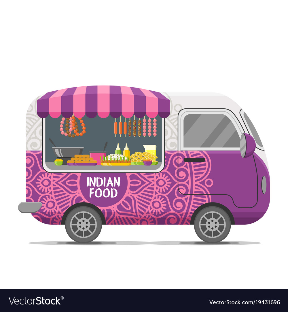 Indian street food caravan trailer Royalty Free Vector Image