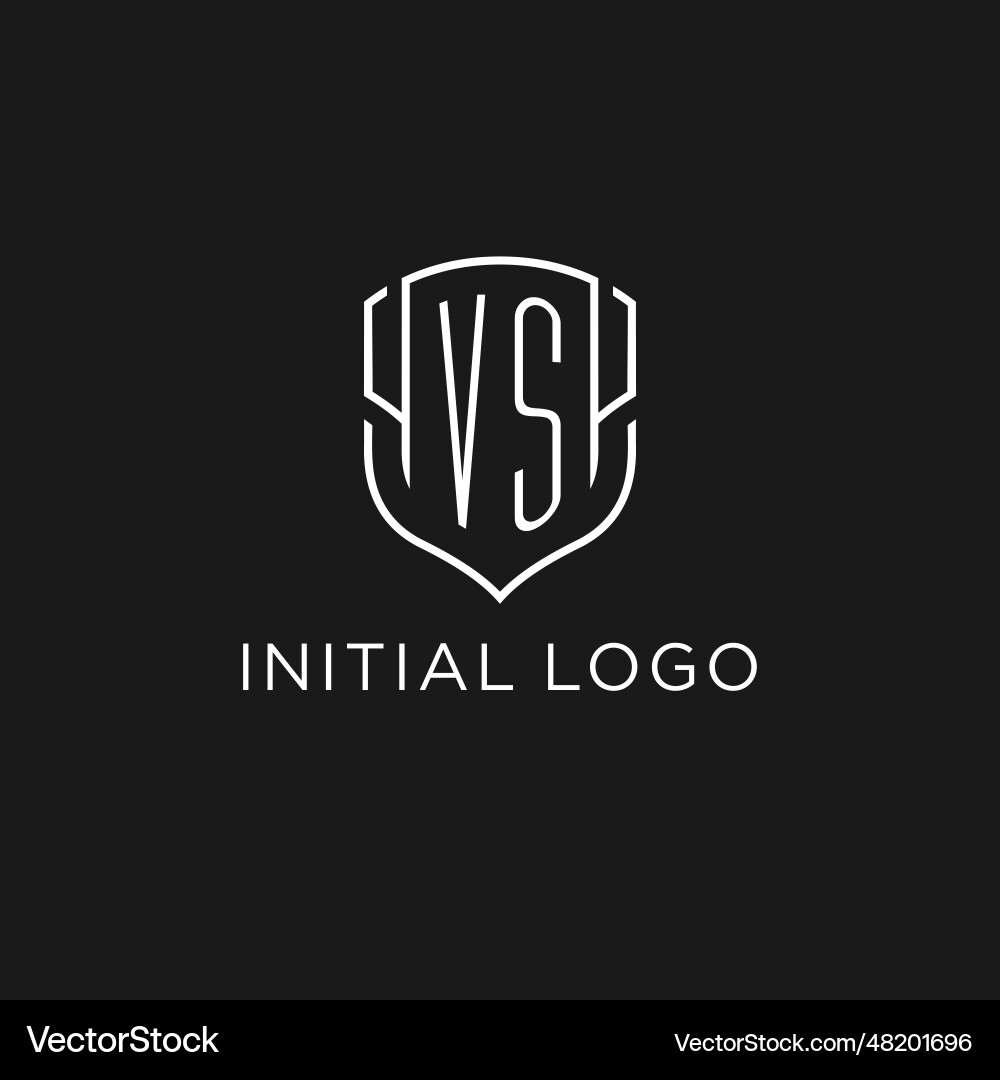 Initial vs logo monoline shield icon shape Vector Image