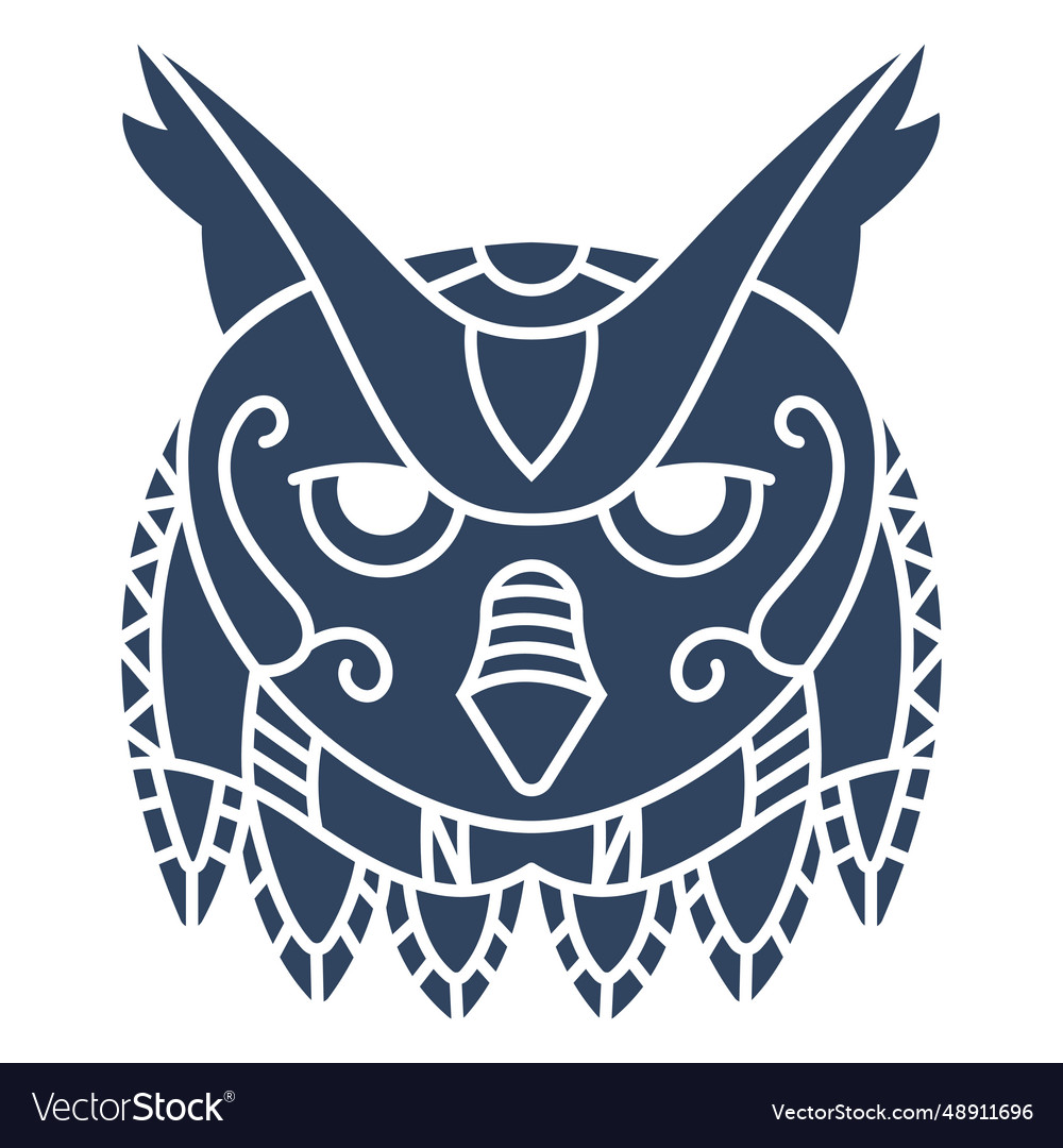 Mandala owl head blue Royalty Free Vector Image