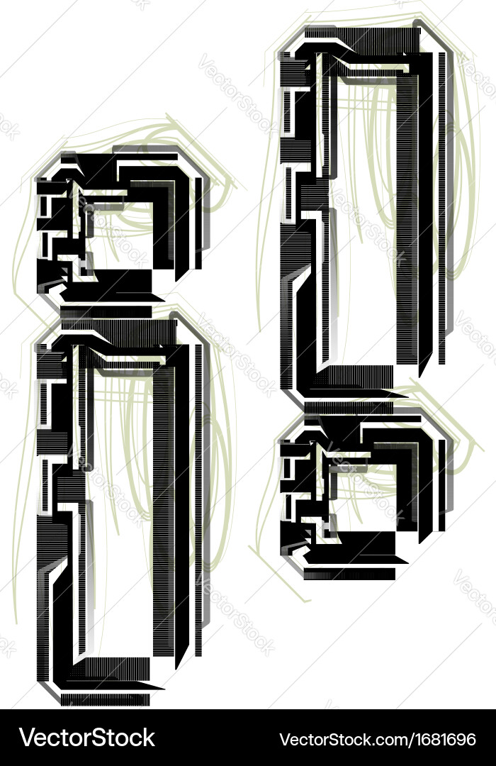 Technological font exclamation mark symbol Vector Image
