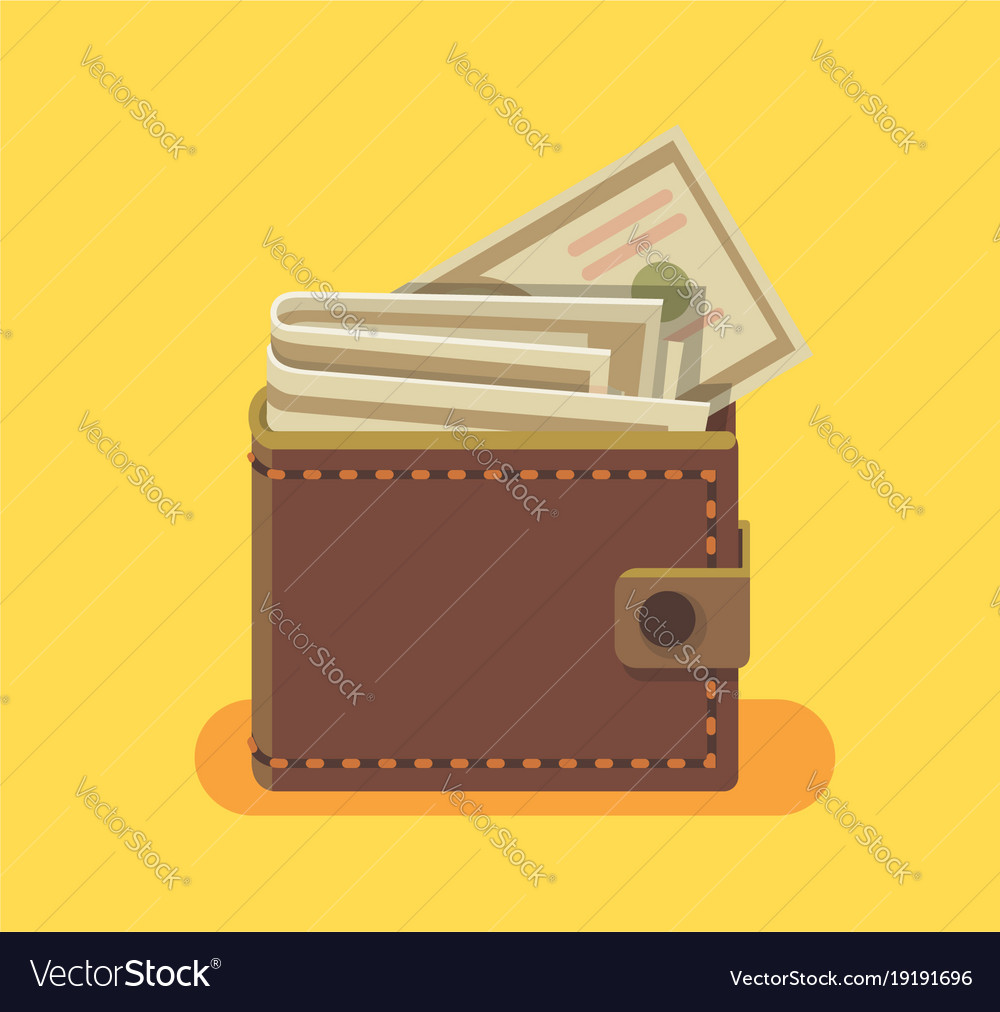 Wallet with dollars Royalty Free Vector Image - VectorStock