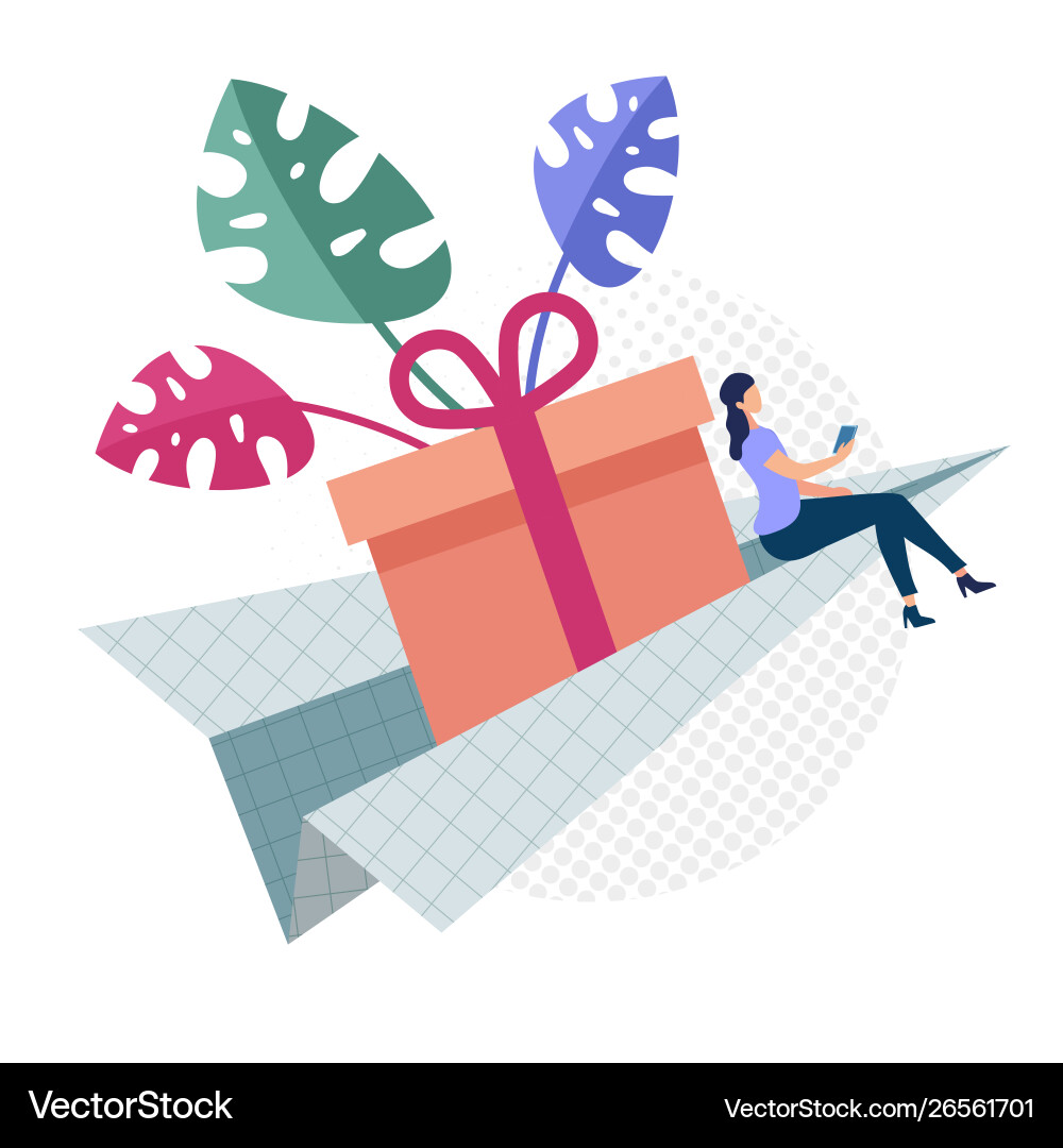 Advertising flyer easy gift delivery cartoon Vector Image